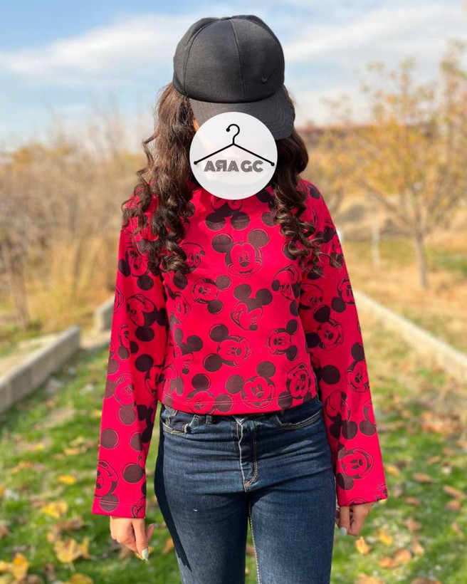 کراپ آستین بلند سرخابی