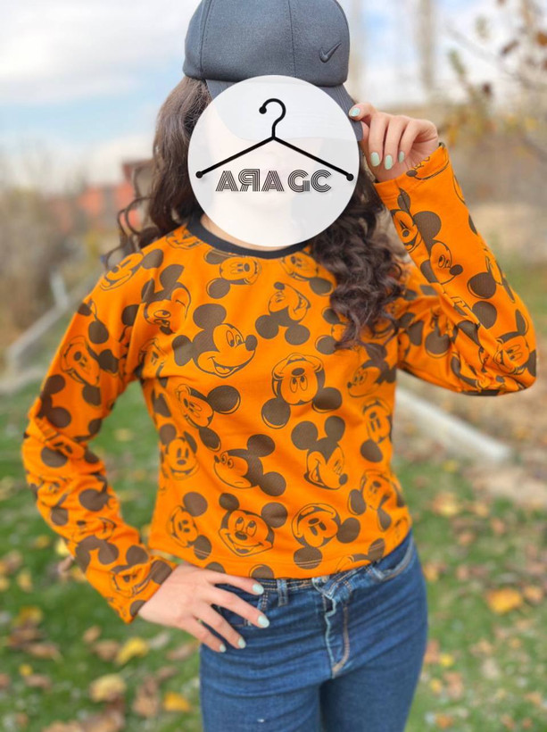 کراپ آستین بلند نارنجی