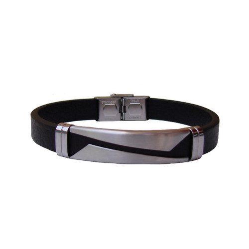 دستبند چرمی طرح آراد کد A1078-Silver