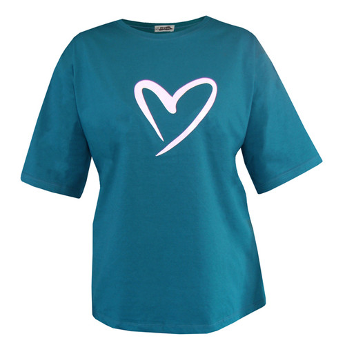 تیشرت باکسی نخ پنبه زنانه چاپ قلب کد A1083