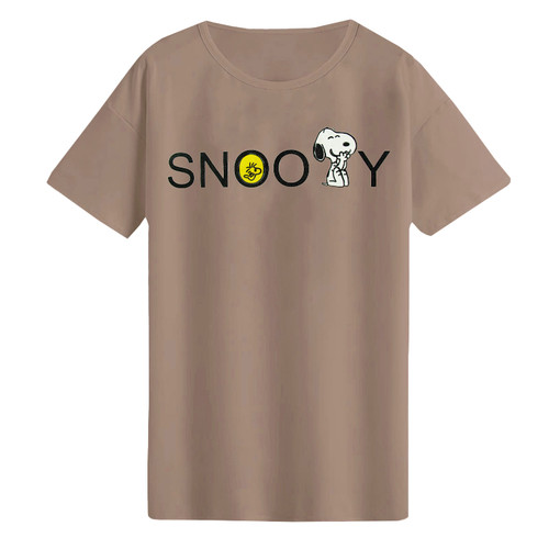 تیشرت لانگ نخ پنبه طرح اسنوپی کد A1084