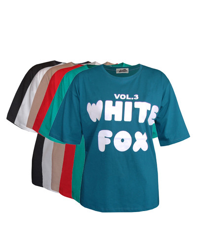 تیشرت باکسی پنبه طرح White fox کد A1083 عمده (حداقل سفارش 6 عدد)