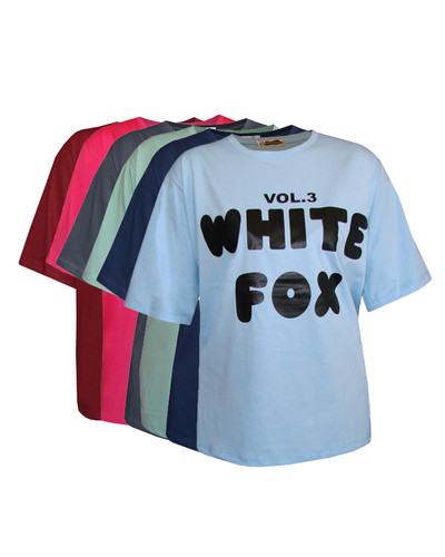 تیشرت باکسی پنبه طرح White fox کد 2-A1083 عمده (حداقل سفارش 6 عدد)