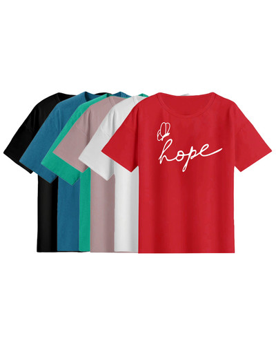 تیشرت باکسی نخ پنبه طرح Hope کد A1083 عمده (حداقل سفارش 6 عدد)