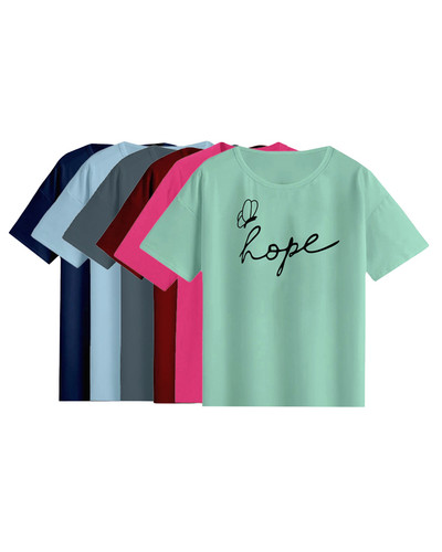 تیشرت باکسی نخ پنبه طرح Hope کد 2-A1083 عمده (حداقل سفارش 6 عدد)